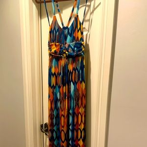 Mauve Multicolor Geometric Maxi Dress